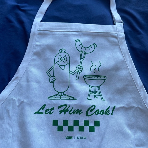 J. Crew White Apron “let him cook” - Picture 1 of 2